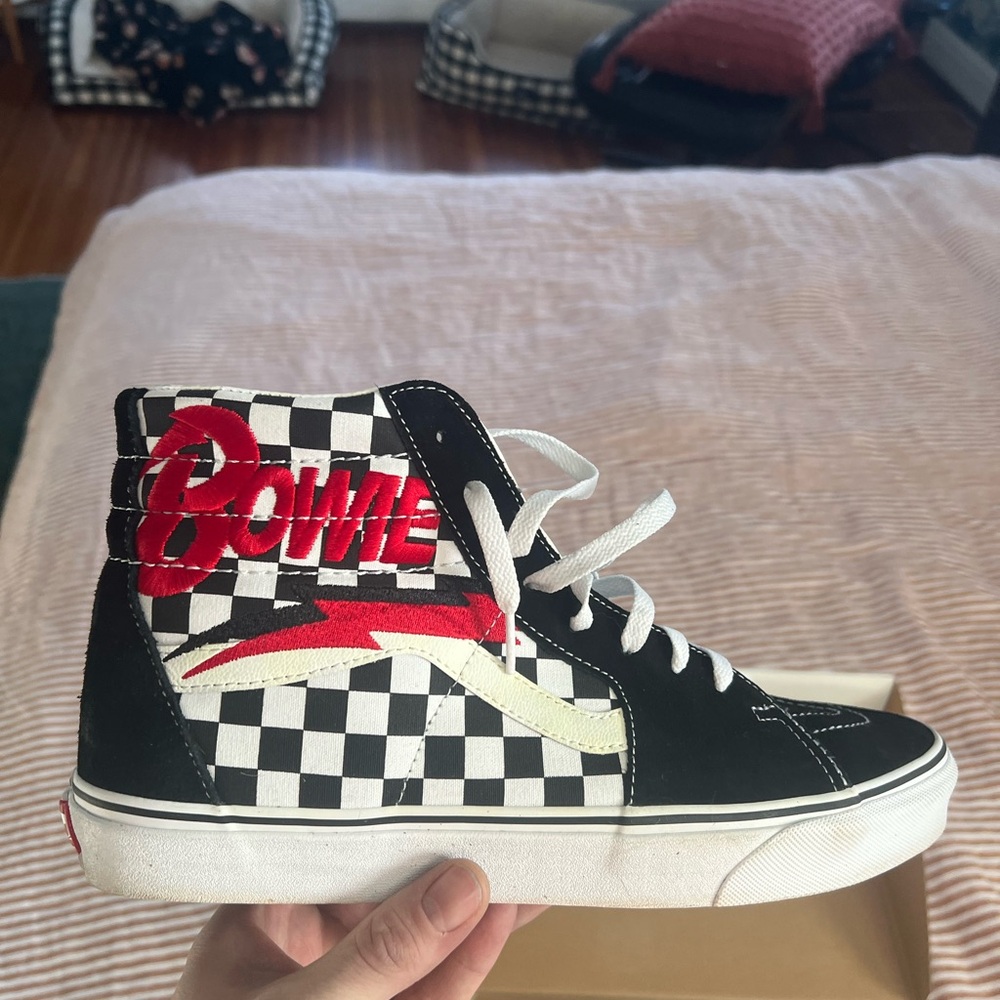 Vans x Bowie High-Top Sneakers - Black, White, Red Checkered